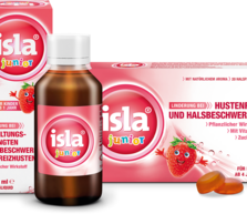 Produkte isla<sup>®</sup> junior für Beschwerden bei Kindern. Grafik der Produkte isla<sup>®</sup> junior.